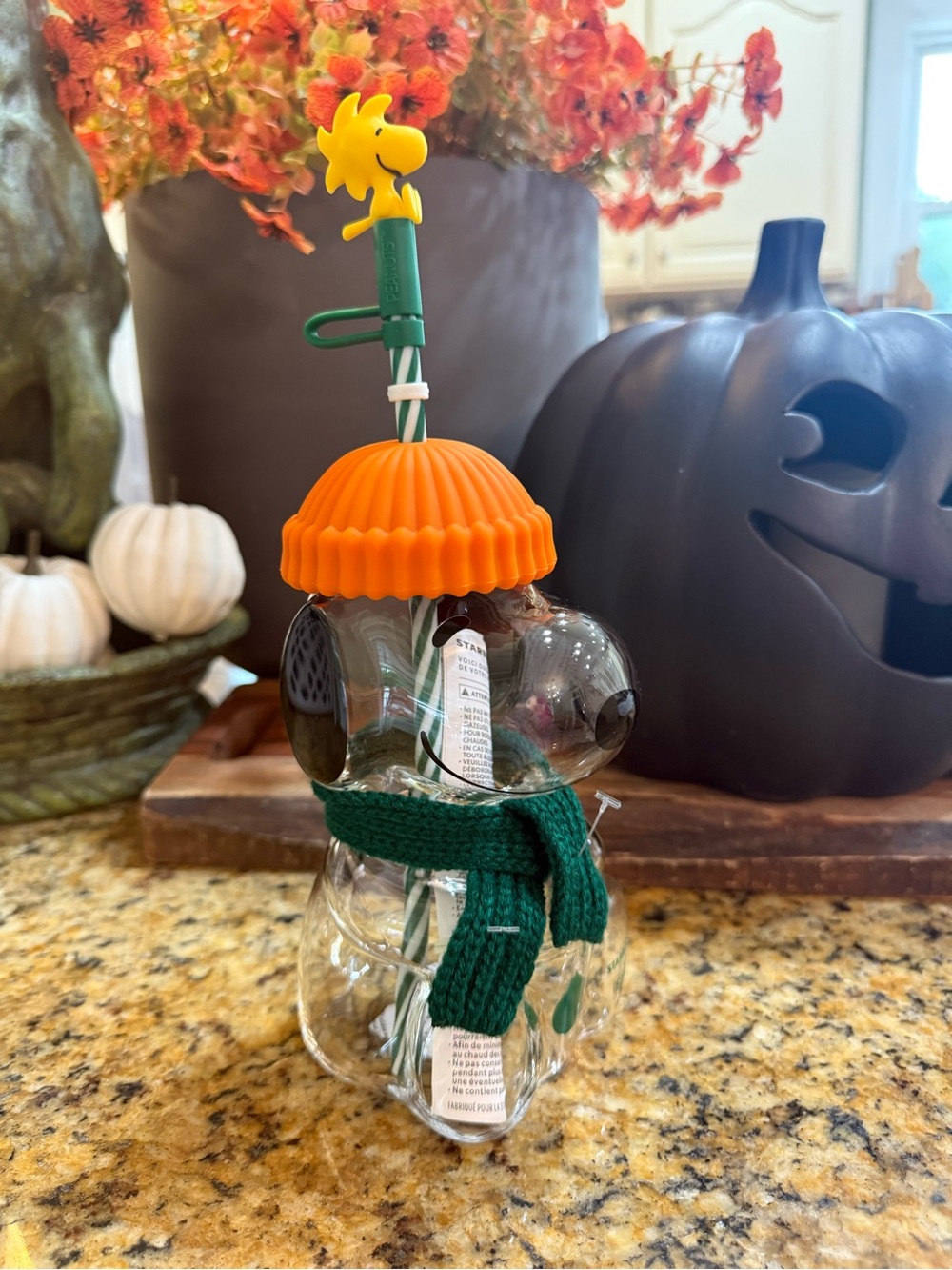 Starbucks Peanuts Snoopy Bearista Glass Cup / Authentic/ Brand New